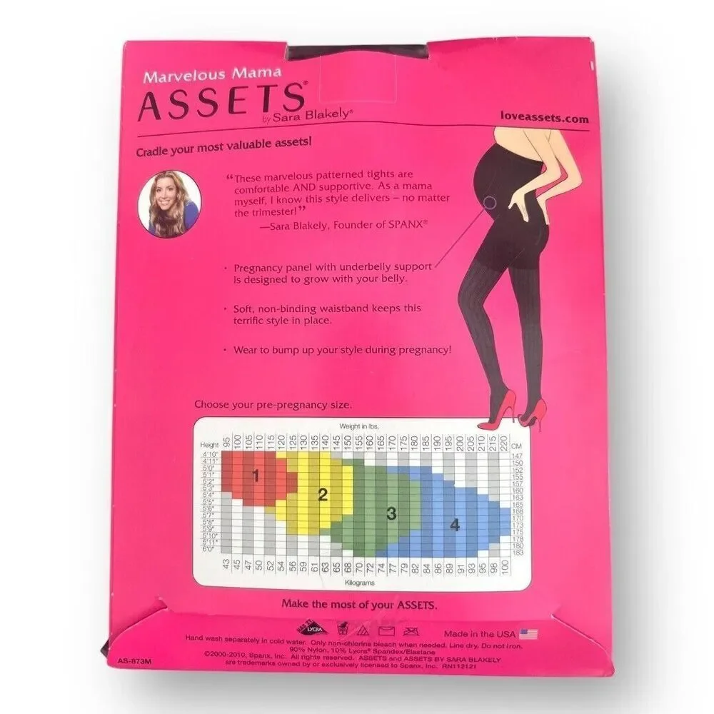 Assets‎ Sara Blakely Maternity Opaque Patterned Tights Black Underbelly Support
